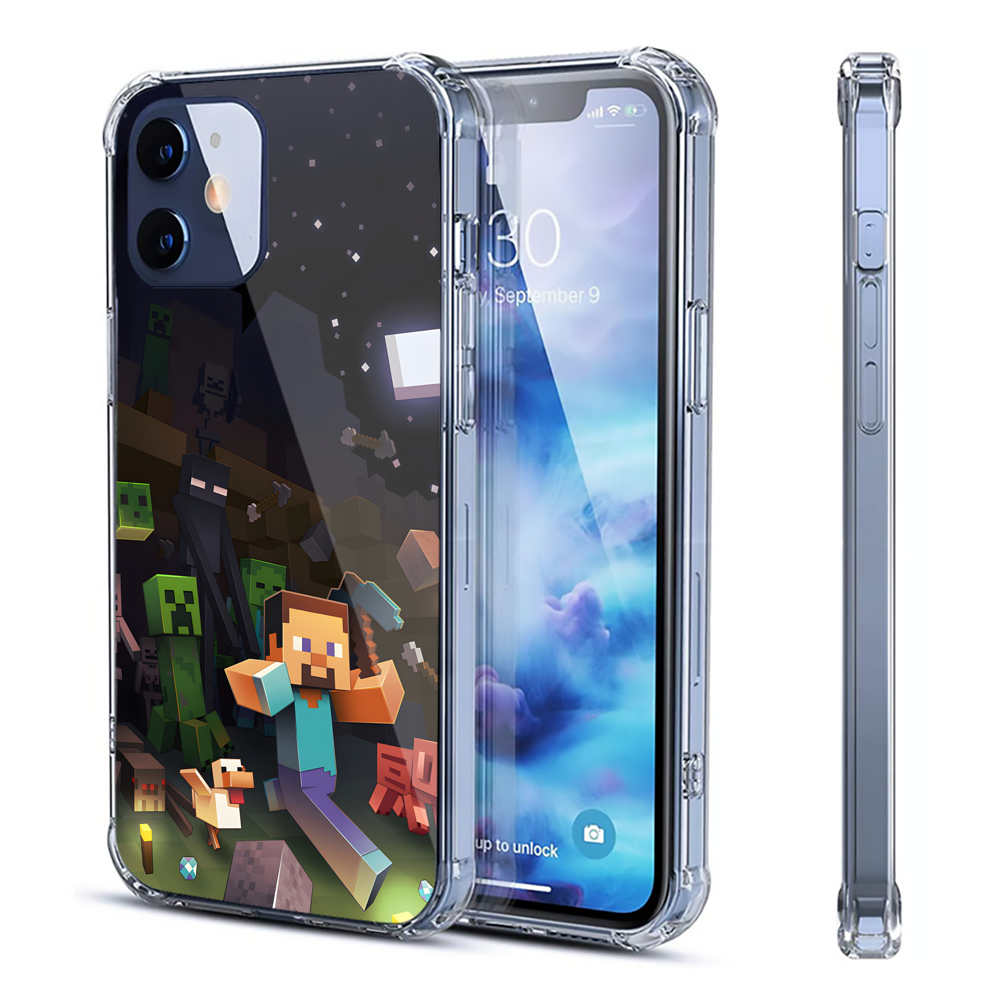 （画像用） マインクラフト ブロックの世界 Minecraft MC Block world 【iPhone 12シリーズ対応】透明スマホケース（クリアソフトケース）
